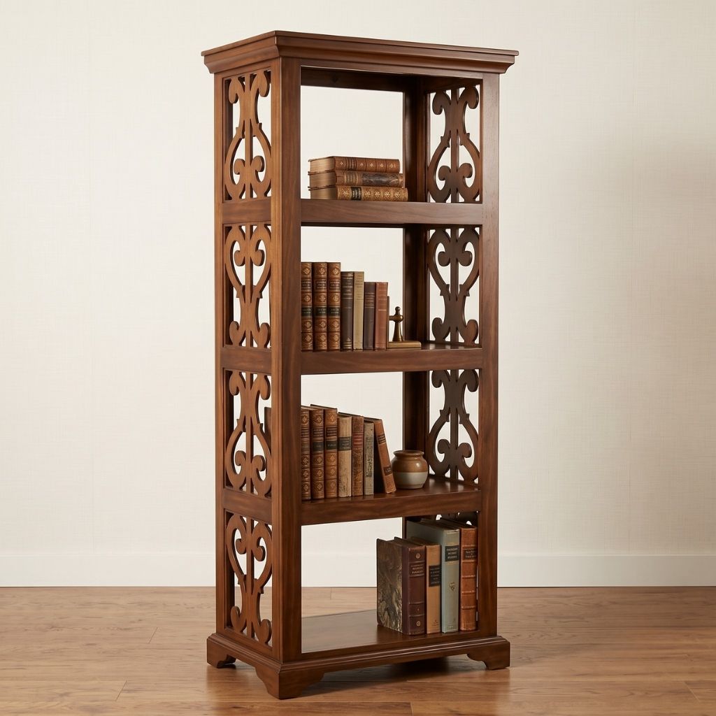 Shahi Openwork Scroll 4-Shelf Bookcase