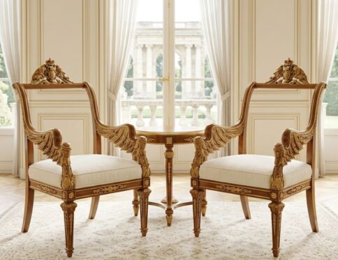 Empire Winged Eagle Gold-Gilded Chair Set