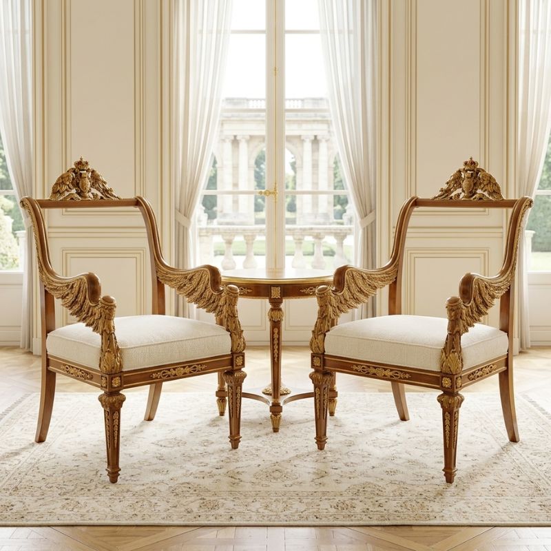 Empire Winged Eagle Gold-Gilded Chair Set