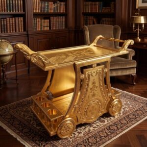 Shahi Masterpiece Full Gold Leaf Serving Trolley