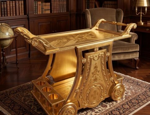 Shahi Masterpiece Full Gold Leaf Serving Trolley