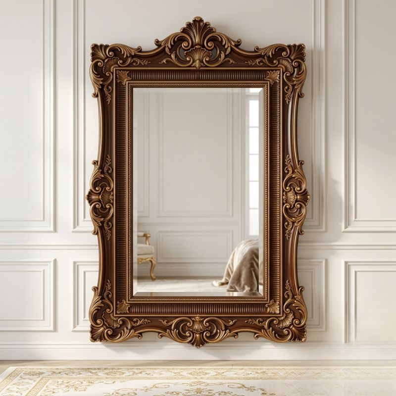 Baroque Sovereign Gilded Walnut Floor Mirror