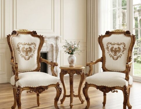 Imperial Coat-of-Arms Gold Emblem Chair Set