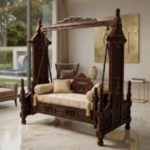 Shahi Darbar Cream Floral Engraved Jhula