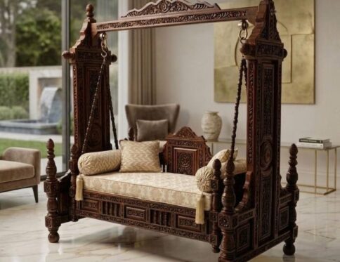 Shahi Darbar Cream Floral Engraved Jhula