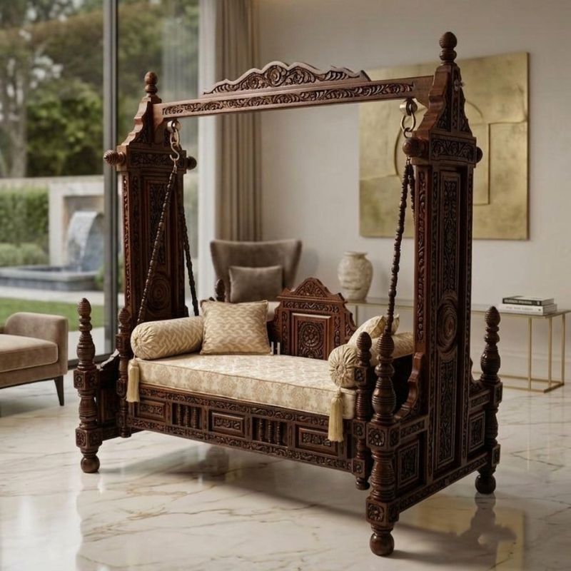 Shahi Darbar Cream Floral Engraved Jhula Shahi Darbar Cream Floral Engraved Jhula