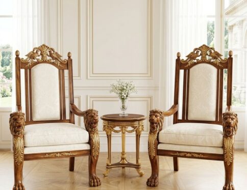Chinioti Heritage Lion-Claw Armchair Set