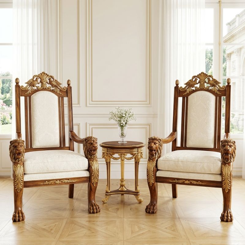 Chinioti Heritage Lion-Claw Armchair Set