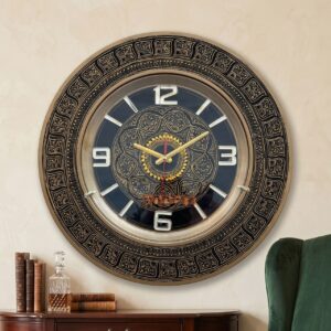 Handcrafted Royal Antique Gold & Black Arabesque Dial Wall Clock