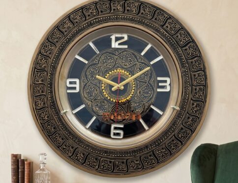 Handcrafted Royal Antique Gold & Black Arabesque Dial Wall Clock