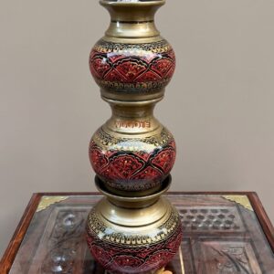 Traditional Handcrafted Brass & Sheesham Lacquer Art Surahi Vase (Naqshi)